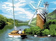 Large Painting By Numbers Kit - Windmill On The River PAL7