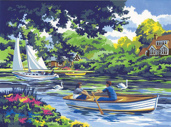A3 Painting By Numbers Kit - Boating On The River Pal8