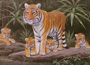 A3 Painting By Numbers Kit - Maternal Watch Tiger Family Pjl39