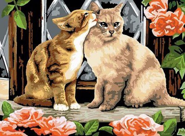 A3 Painting By Numbers Kit - Kissing Kittens Pjl7
