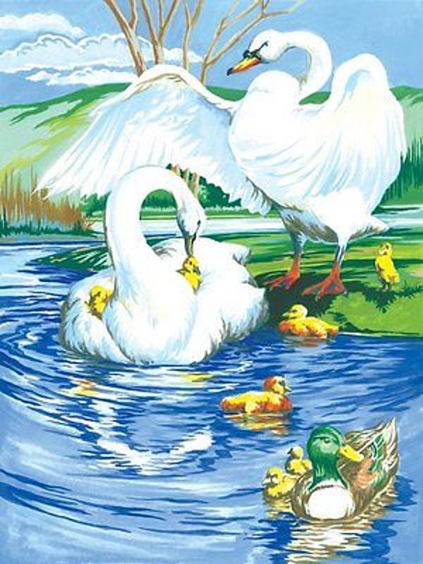 A4 Painting By Numbers Kit - Swans On The Pond Pjs13