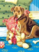 A4 Painting By Numbers Kit - Puppy And Teddybear Pjs26