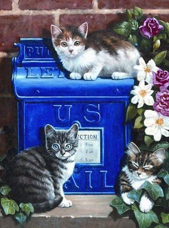 A4 Painting By Numbers Kit - Mailbox Kittens Pjs59
