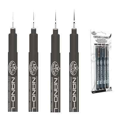 4 Black Ink Nano Fine Liners Nibs Art Drawing Pens Set