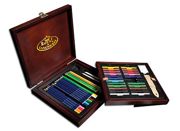 Artist Premier Deluxe Colour Drawing Pencils & Sticks Wooden Case Set