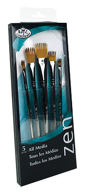 Zen "easy Clean" Paint Brush Sets - All Media Wisp 5pc Variety Set