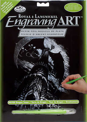 A4 Dragon Tower Silver Engraving Art Kit Scraper Foil Silf26