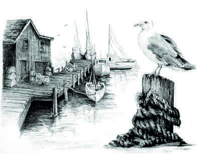 Fishing Pier Jetty Sketching By Numbers Kit Regular Size