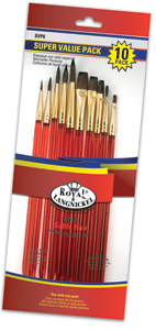 Sable Artist Paint Brush Set Includes 10 Various Brushes (svp6)