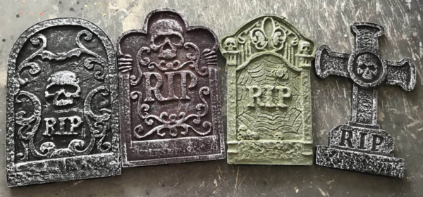 Set of 4 Halloween Graveyard Gravestones Party Decorations Prop 55cm
