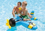 Inflatable Blue & Yellow Aeroplane Beach Toy With Gun