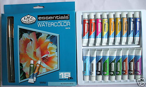Pack Of 18 Essentials Range Artist Watercolour Paints And 2 Brushes