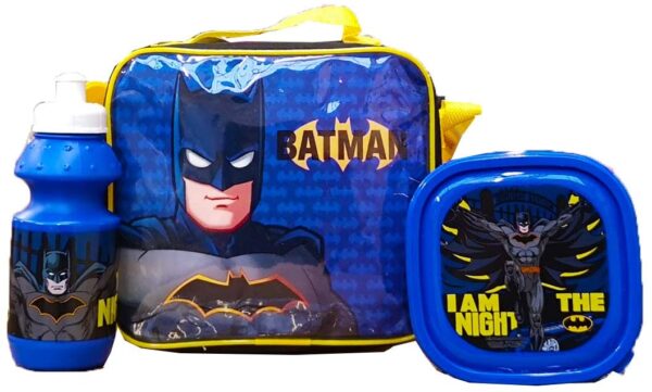 Official Batman 3 Piece Thermal Lunch Bag Sandwich Box & Bottle Set School 9614 