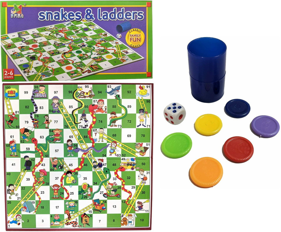  M.Y Snakes & Ladders - Traditional Snakes and Ladders Board Game  for Kids & Adults : Toys & Games