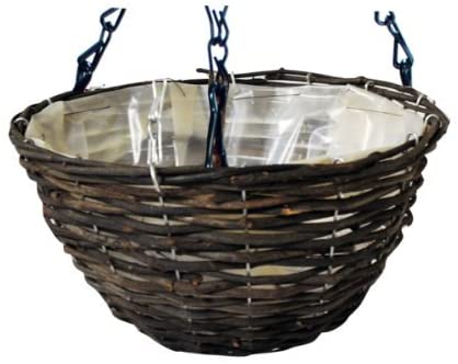 12" Dark Rattan Hanging Basket