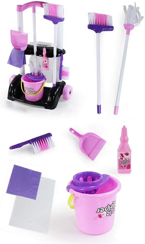 Pink Cleaning Cart Play Set