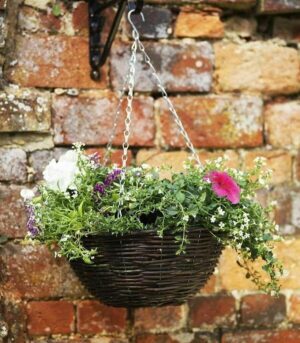 Dark Rattan Hanging Flower Basket