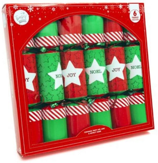 Pack Of Six Red & Green Christmas Crackers