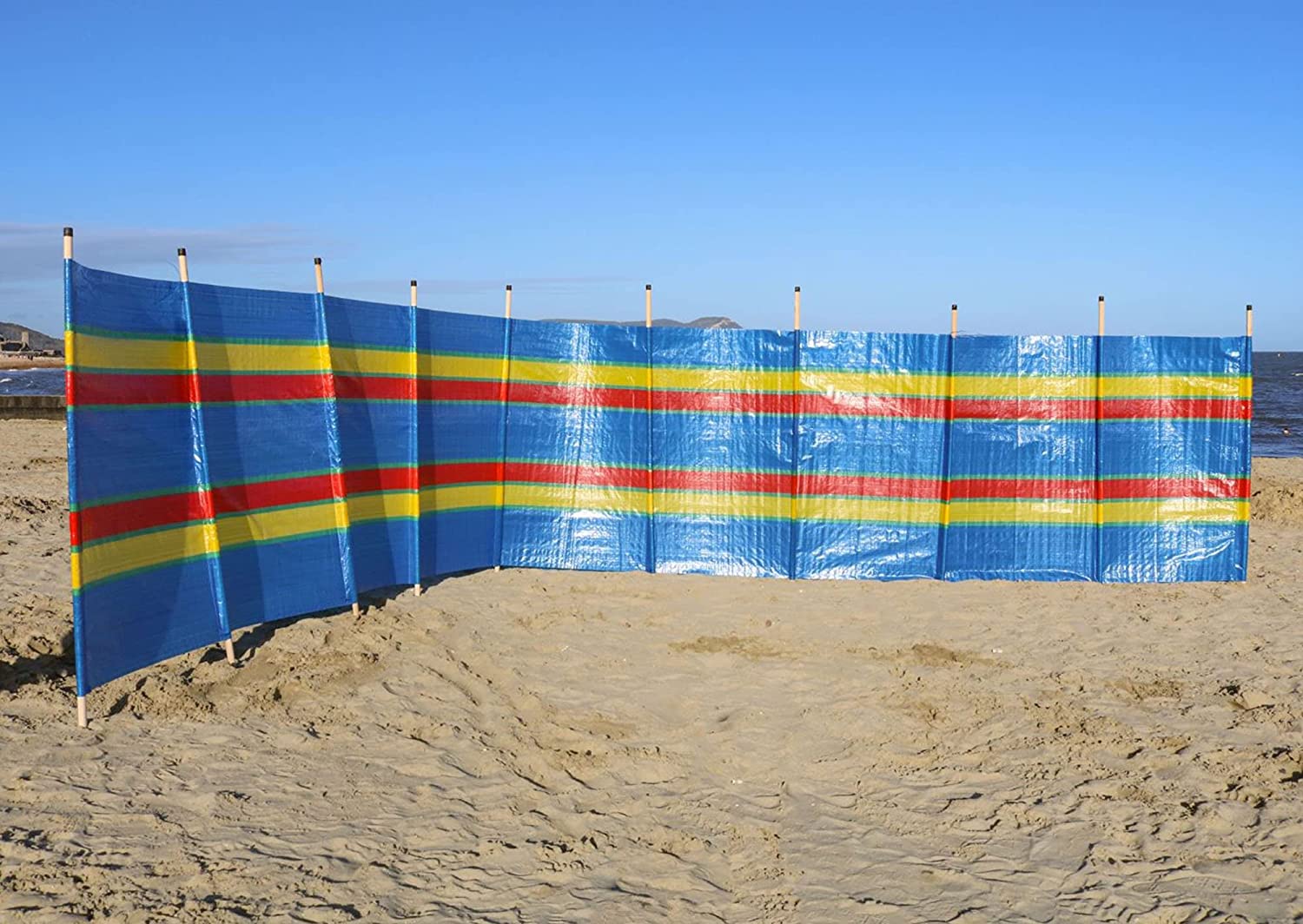 Wilsons Direct Wooden Pole Windbreak Sun Beach Shelter Camping Windbreaker Fencing Screening