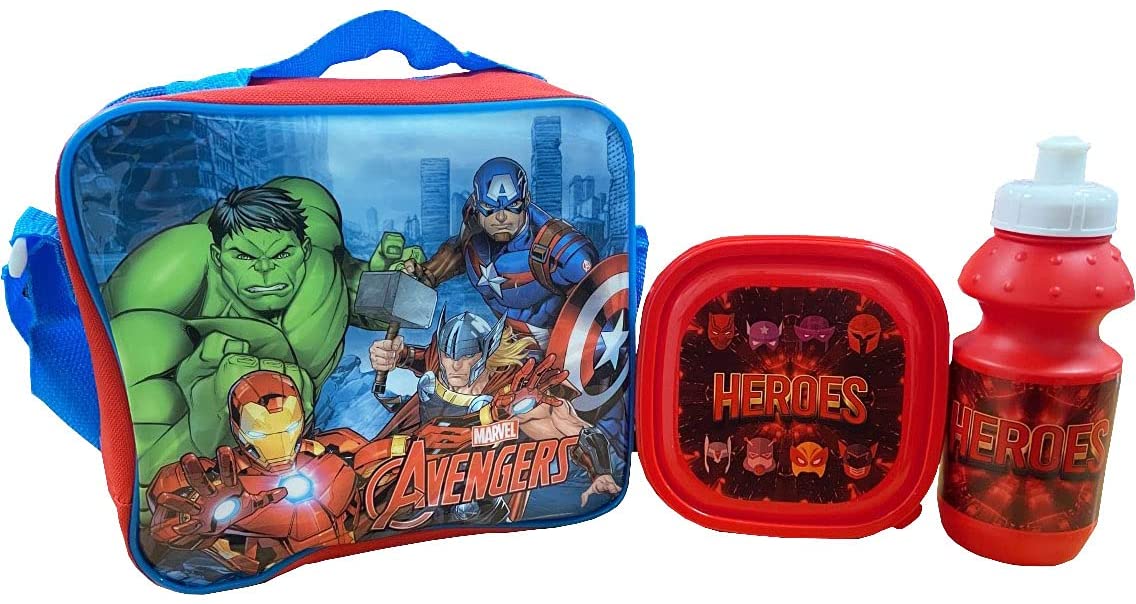 Marvel® Avenger Official Lunch Bag Sandwich Box & Drinking Bottle Set 