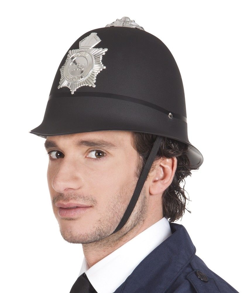 ADULT METROPOLITAN POLICE POLICEMAN HELMET HARD HAT MEN LONDON BOBBY FANCY DRESS 