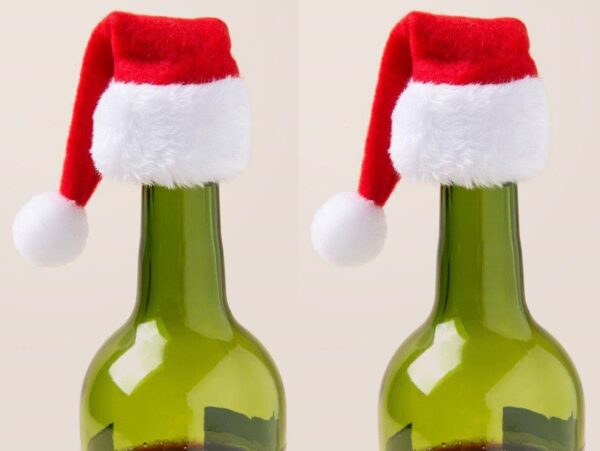 Mini Santa Hat Bottle Toppers
