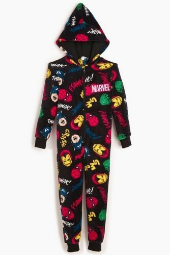 MARVEL Avengers Boys Fleece Onesie All in One Pyjamas Kids Avengers Sleepsuit Onezee 4-10 Years 