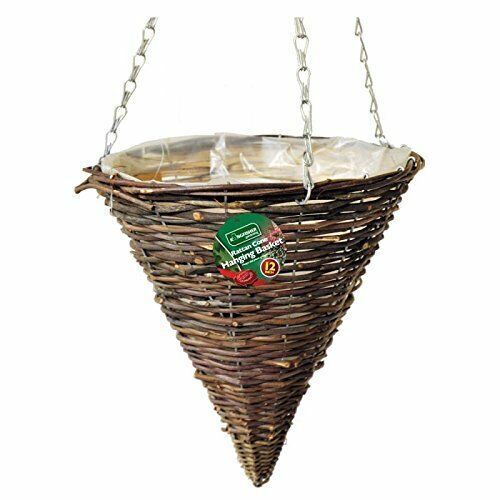 Dark Rattan Cone Hanging Basket