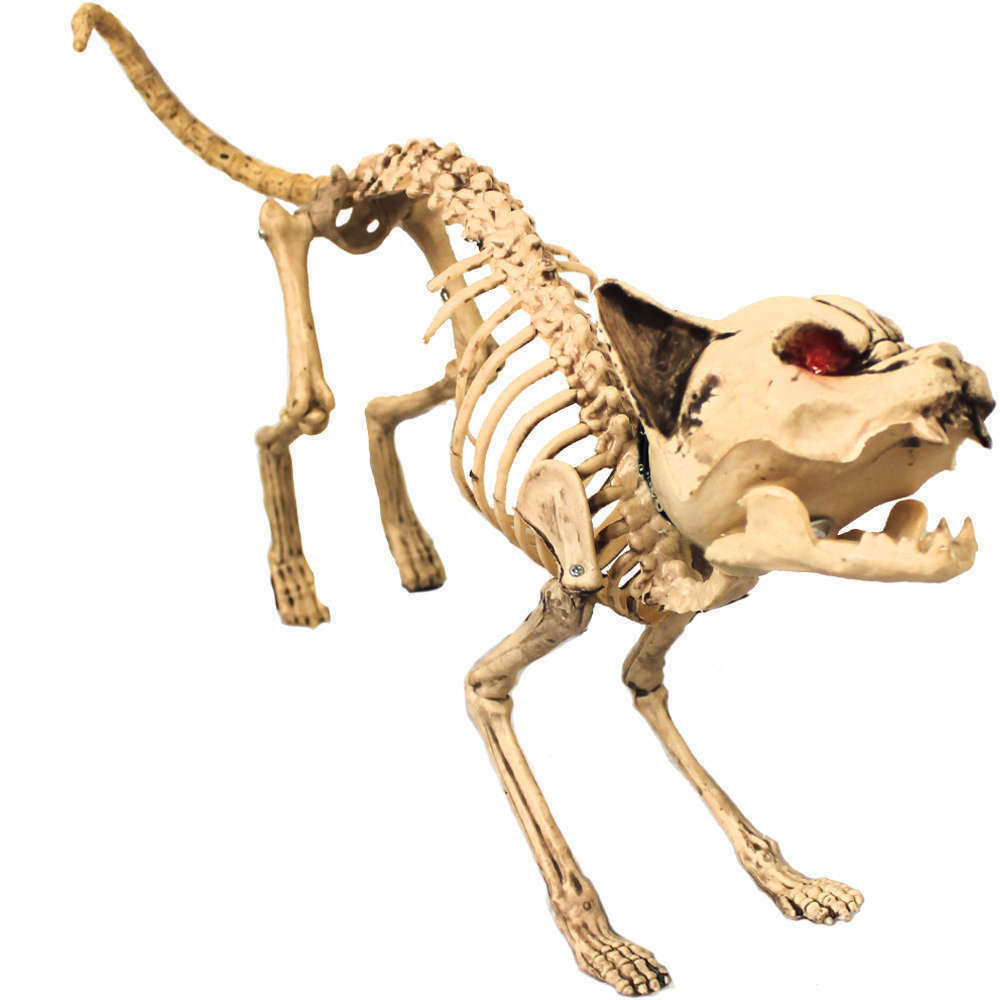Lifesize Screaming Cat Animal Skeleton Halloween Decoration