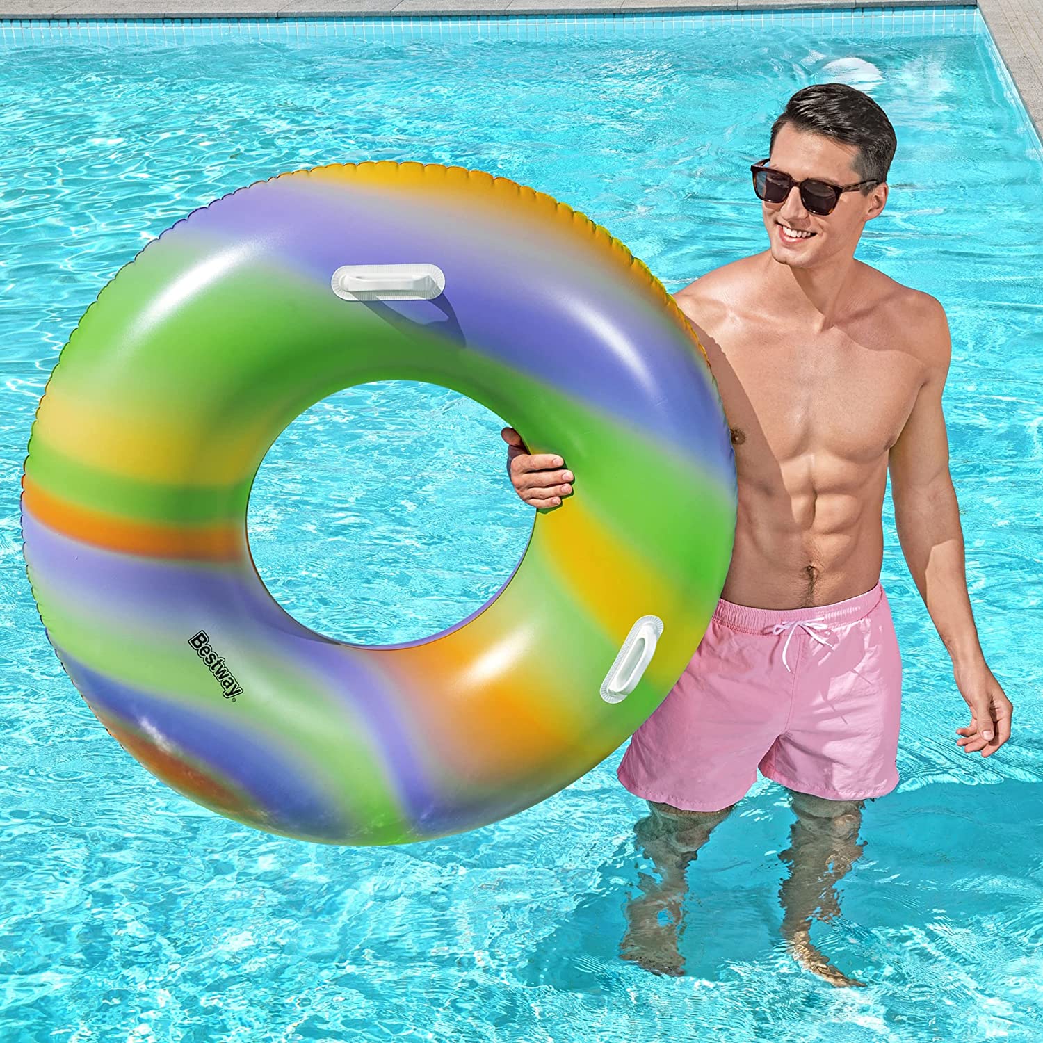Inflatable Donut Swim Ring Swimming Pool Float Lounger Beach Ring Swimming  Float | eBay