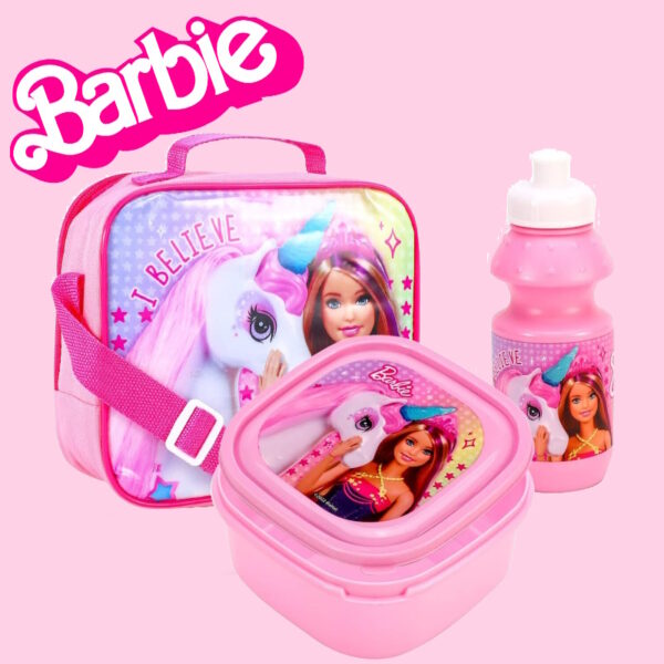 Girls Pink Barbie Lunch Set