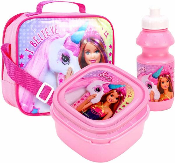 Girls Pink Barbie Lunch Set