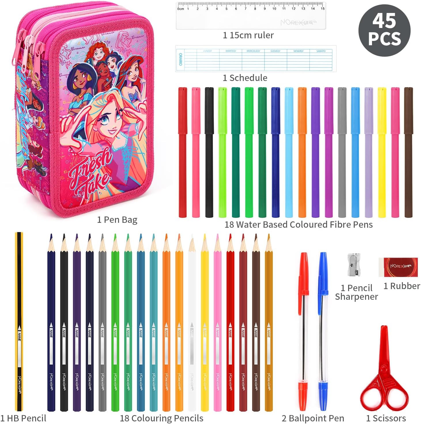 Princess Pencil Case Girls Disney Princess Filled Pencil Case 3