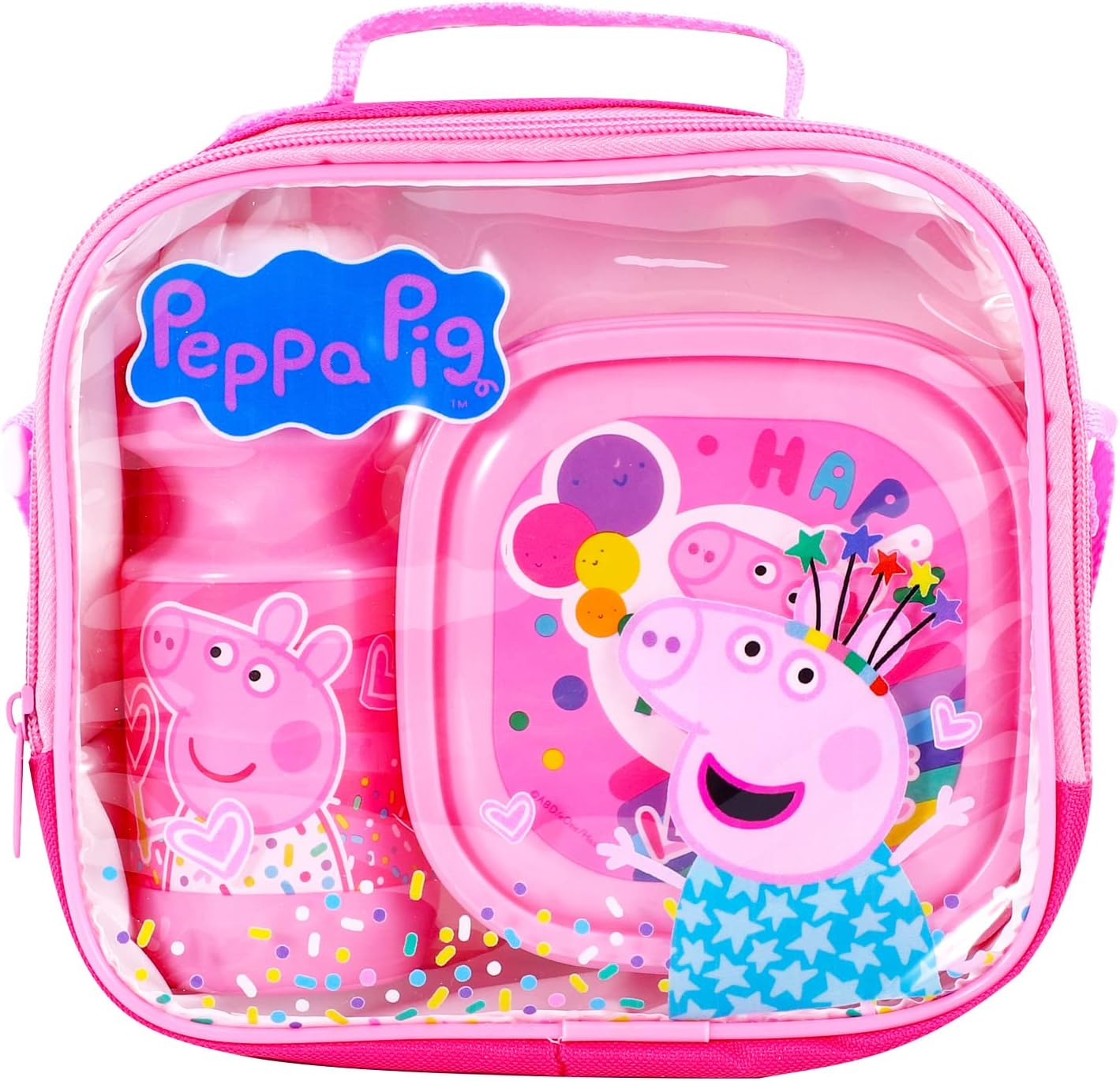 Peppa Pig Girls Lunch Set Pink 3 Piece Bag, Lunch Box & Bottle - Quickdraw  Supplies