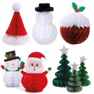 Hanging Christmas Honeycomb Crepe Paper Decorations