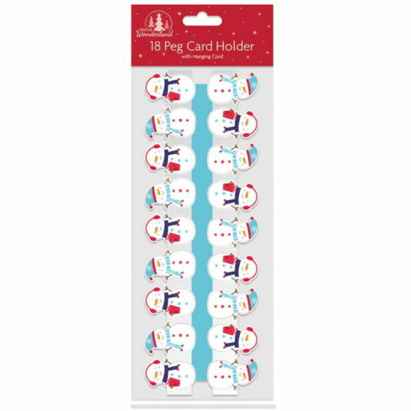 Snowman Christmas Card Pegs With Hanging Ribbon